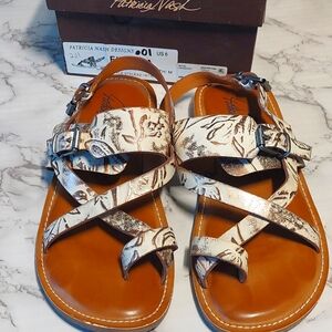 Patricia Nash Fidella Sandals Natural White, Size 6